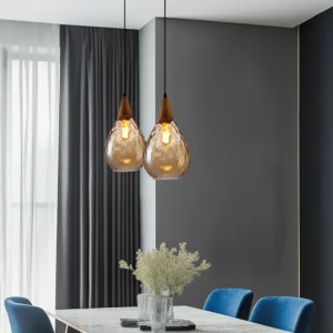 Textured Glass Teardrop Pendant Light P6084 6