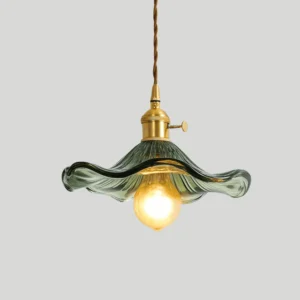 Vintage Wavy Glass Pendant Light P6079 7