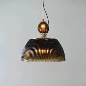 Mid century Retro Green Brown Glass Pendant Light P6052 7
