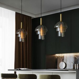 Modern Layered Glass Dome Pendant Light P6035 7