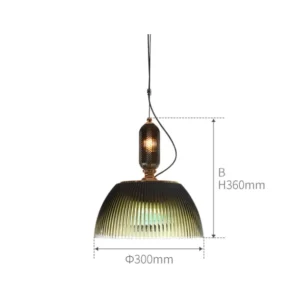Mid century Retro Green Brown Glass Pendant Light P6052 8