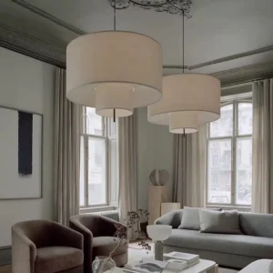 Layered Linen Drum Pendant Light MP4001 9
