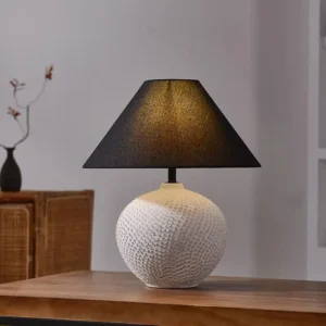 Textured Sphere Ceramic Table Lamp with Black Fabric Shade TL-H025 4