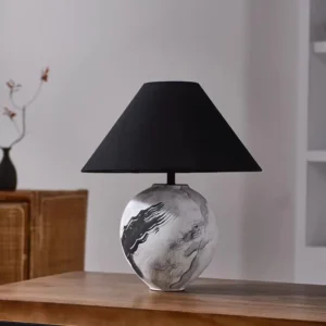 Decorative Art Ceramic Table Lamp with Black Fabric Shade TL-H026 4