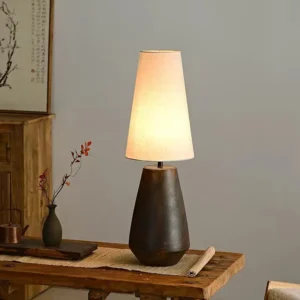Japanese Style Tall Ceramic Table Lamp with Fabric Shade TL-H027 4