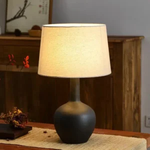 Minimalist Long Neck Ceramic Table Lamp with Fabric Shade TL-H029 4