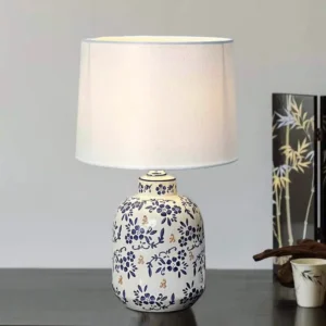 Blue and White Chinoiserie Ceramic Table Lamp with Fabric Shade TL-H031 4