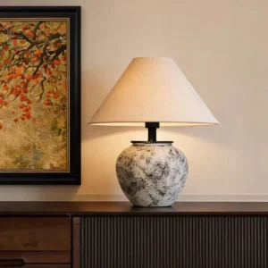 Modern Rustic Ceramic Table Lamp with Fabric Shade TL-H016 4