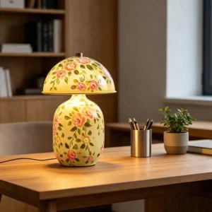 Hand-Painted Floral Ceramic Table Lamp with Dome Shade TL-H034 4