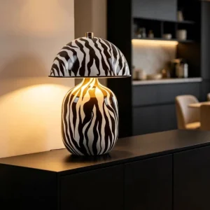 Zebra Pattern Ceramic Table Lamp with Dome Shade TL-H035 5