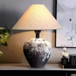 Wabi-Sabi Gradient Ceramic Table Lamp with Fabric Shade TL-H037 4