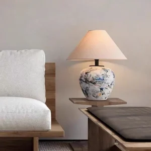 Art Textured Ceramic Table Lamp with Fabric Shade TL-H017 4