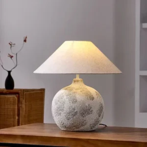 Wabi-Sabi Fluted Ceramic Table Lamp with Fabric Shade TL-H022 4