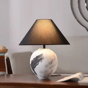 Decorative Art Ceramic Table Lamp with Black Fabric Shade TL-H026 3