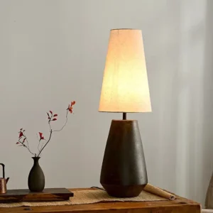 Japanese Style Tall Ceramic Table Lamp with Fabric Shade TL-H027 3