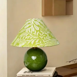 Green Ceramic Table Lamp with Botanical Pattern Fabric Shade TL-H030 3