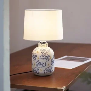 Blue and White Chinoiserie Ceramic Table Lamp with Fabric Shade TL-H031 3