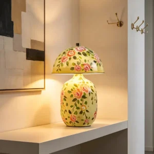 Hand-Painted Floral Ceramic Table Lamp with Dome Shade TL-H034 3
