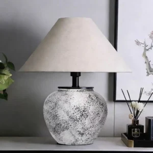 Modern Rustic Ceramic Table Lamp with Fabric Shade TL-H016 3