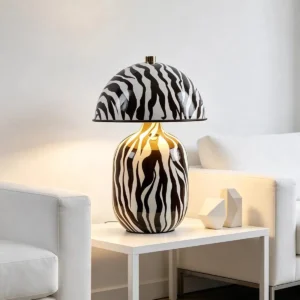 Zebra Pattern Ceramic Table Lamp with Dome Shade TL-H035 4