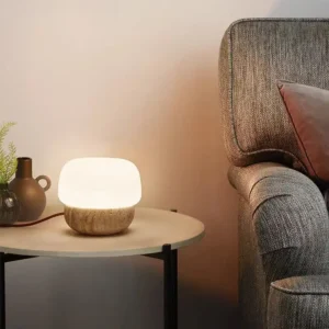 Minimalist Travertine Stone Table Lamp with Glass Shade TL-J006 3