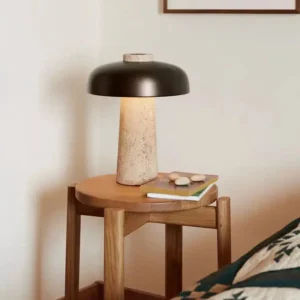 Modern Black Metal Table Lamp with Travertine Base TL-J002 4