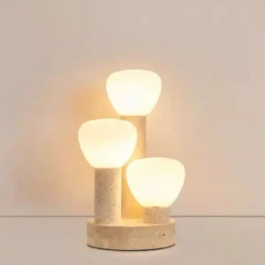 Modern Travertine Multi-Light Table Lamp with Opal Glass Shades TL-J005 3