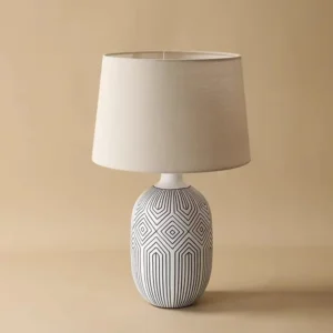 Geometric Pattern Ceramic Table Lamp with Fabric Shade TL-H024 3