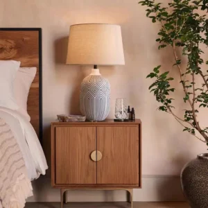 Geometric Pattern Ceramic Table Lamp with Fabric Shade TL-H024 2