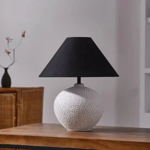 Textured Sphere Ceramic Table Lamp with Black Fabric Shade TL-H025 2
