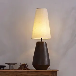 Japanese Style Tall Ceramic Table Lamp with Fabric Shade TL-H027 2