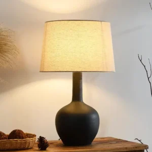 Minimalist Long Neck Ceramic Table Lamp with Fabric Shade TL-H029 2