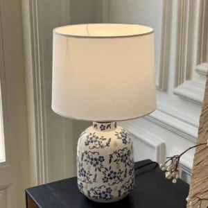 Blue and White Chinoiserie Ceramic Table Lamp with Fabric Shade TL-H031 2