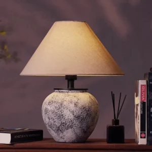 Modern Rustic Ceramic Table Lamp with Fabric Shade TL-H016 2