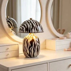 Zebra Pattern Ceramic Table Lamp with Dome Shade TL-H035 3