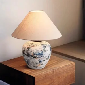 Art Textured Ceramic Table Lamp with Fabric Shade TL-H017 2