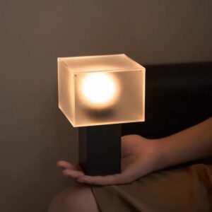 Minimalist Frosted Acrylic Table Lamp with Cube Shade TL-G003 3