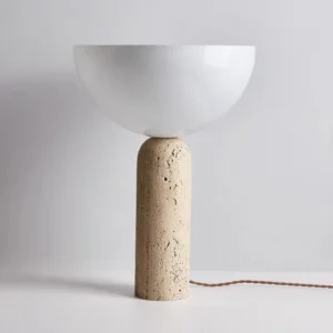 Modern Travertine Base Opal Glass Table Lamp TL-J001 2