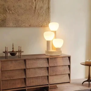 Modern Travertine Multi-Light Table Lamp with Opal Glass Shades TL-J005 2