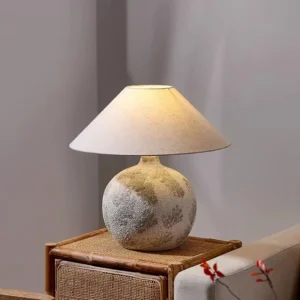 Wabi-Sabi Fluted Ceramic Table Lamp with Fabric Shade TL-H022 3