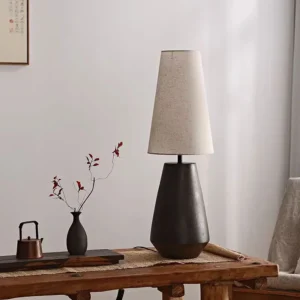 Japanese Style Tall Ceramic Table Lamp with Fabric Shade TL-H027 1