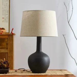 Minimalist Long Neck Ceramic Table Lamp with Fabric Shade TL-H029 1