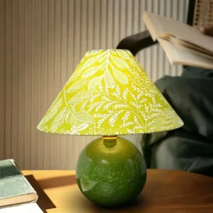 Green Ceramic Table Lamp with Botanical Pattern Fabric Shade TL-H030 1