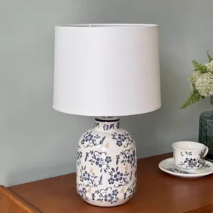 Blue and White Chinoiserie Ceramic Table Lamp with Fabric Shade TL-H031 1