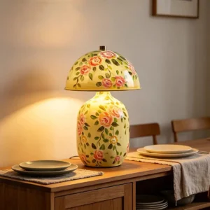 Hand-Painted Floral Ceramic Table Lamp with Dome Shade TL-H034 2