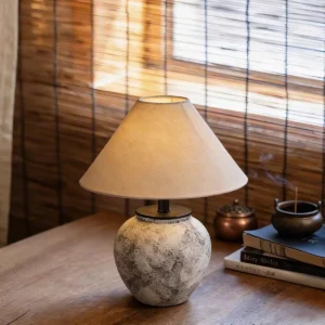 Modern Rustic Ceramic Table Lamp with Fabric Shade TL-H016 1