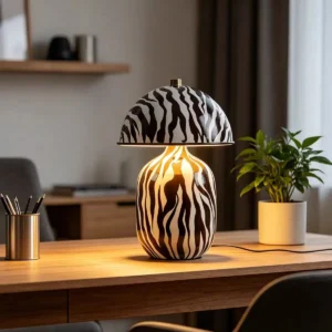 Zebra Pattern Ceramic Table Lamp with Dome Shade TL-H035 2