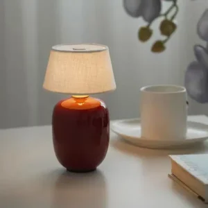 Mini Glossy Ceramic Table Lamp with Fabric Shade TL-H036 2