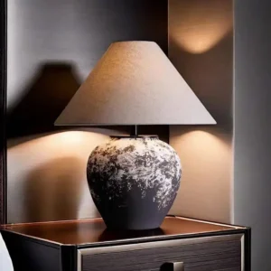 Wabi-Sabi Gradient Ceramic Table Lamp with Fabric Shade TL-H037 1