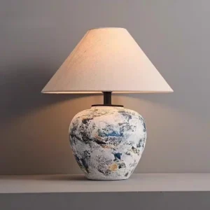 Art Textured Ceramic Table Lamp with Fabric Shade TL-H017 1